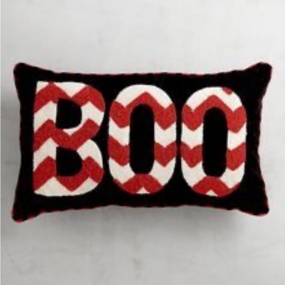 Pier 1 Halloween BOO Pillow 19" X 12" with Beading New in Sealed Bag
